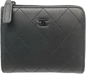 Chanel Black Leather Coin Purse/Coin Case (Pre-Owned)