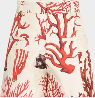 Libertine - Libertine Venetian Coral High-Rise Silk Shorts