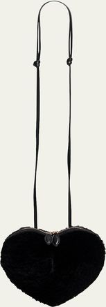 Alaia Le Coeur Crossbody Bag in Shearling