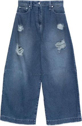 Simone Rocha Jeans effetto vissuto con frange - Blu