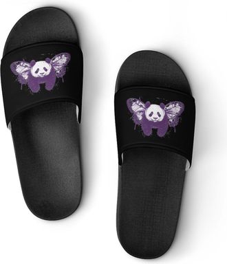 Generic Panda with Butterfly Wings Shower Shoes Slipper for Women Men Beach Slippers Quick Drying Non Slip Open-Toe Sandals