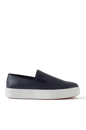 Christian Louboutin Boatissimo Cross-Grain Leather Slip-On Sneakers
