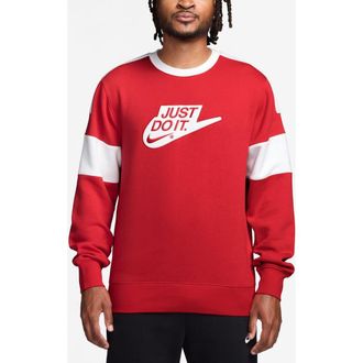 Nike Sportswear Club Fleece Crewneck Sweatshirt in University Red/White at Nordstrom Rack, Size Xx-Large