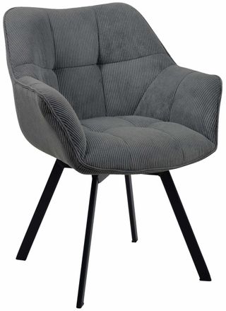 Clp Silla de comedor con reposabrazos en Pana Gris oscuro