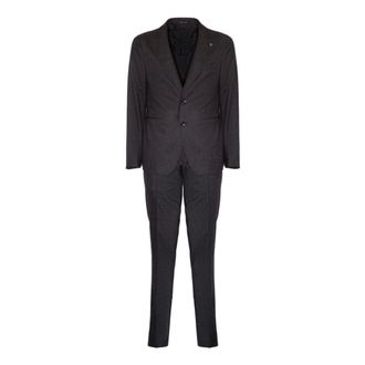 Tagliatore Kostuums, Heren, Grijs, L, Wol, Twill Tailored Single-Breasted Suit