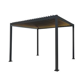 MonsterShop Anthracite Aluminium Pergola With LED Lights - 3m x 3m in Grey