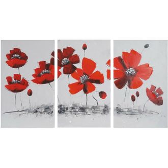 Hhg Hhg - Pintura Al &Oacute;leo Flor De Amapola, 100% Pintado A Mano Pintura Mural Xl, 165x90cm