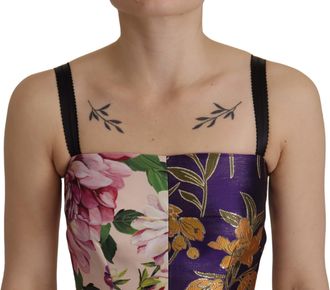 Dolce & Gabbana Womens Dress Midi Patchwork Floral Jaquard Silk