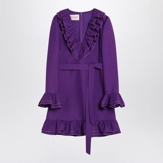 Valentino Purple Wool And Silk Mini Dress