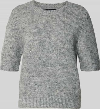 Gina Tricot Strickpullover mit 1/2-Arm und Rundhalsausschnitt in Hellgrau Melange, Größe XL