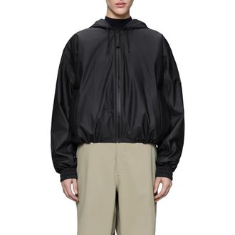 Rains Lohja Insulated Bomber Rain Jacket in Black at Nordstrom, Size X-Small
