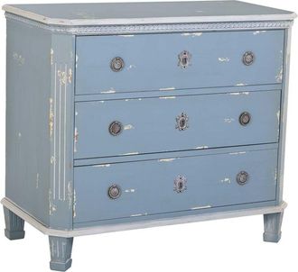 Wanderlust Deco C&oacute;moda De Madera De Color Azul Con 3 Cajones 92x46x81h Cm