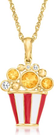 Ross-Simons Citrine and. White Topaz Popcorn Pendant Necklace With Red and White Enamel in 18kt Gold Over Sterling