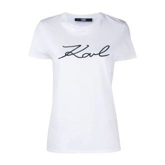 Karl Lagerfeld Dames, Tops, Wit, Maat: L Katoen