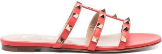 Valentino Garavani Rockstud slides - women - Calf Leather/Calf Leather/Calf Leather - 39.5 - Orange