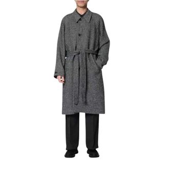 Paul Smith Lange mantel met ceintuur - Heren - Mantels - Zwart - Maat: 2XL Wol