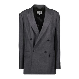 Maison Margiela Jassen, Dames, Grijs, S, Wol, Grijze Wollen Blazer Herfst-Winter Collectie