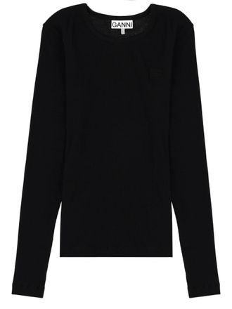 Ganni Long Sleeve Top With Logo