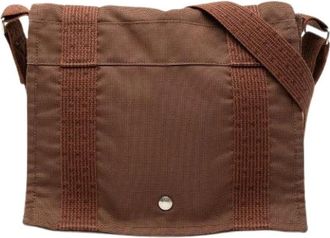 Herm&egrave;s Pre-owned Cross Body Bags, female, Brown, Size: ONE SIZE Pre-owned Canvas Crossbody Bag