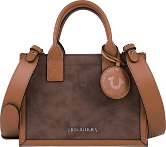True Religion Suede PU Box Tote with Logo Tag