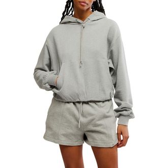 Free People Day Off Crop Cotton Blend Hoodie in Heather Grey at Nordstrom Rack, Size X-Small