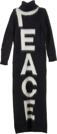 Moschino Lange Gebreide Jurk met Peace Intarsia - Dames - Kleedjes - Zwart - M - Kleedjes
