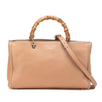 Gucci Pre-owned Gucci Medium Calfskin Bamboo Shopper Satchel Ladies 323660 520981