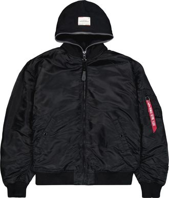 Alpha Industries Bomberjacke ALPHA INDUSTRIES MA-1 D-Tec Studio, Herren, Gr. XXL, schwarz (schwarz, schwarz), Obermaterial: 100% Nylon, Futter: 100% Nylon, Kapuze: 75%