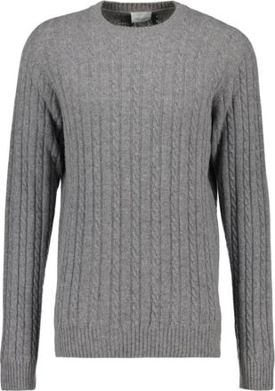 Profuomo Wool Cashmere Cable Crewneck - Heren - Ronde hals truien - Grijs - M - Wol - Truien & Vesten