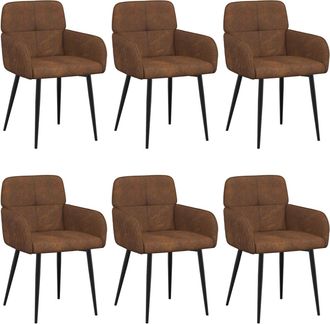 vidaXL Sillas De Comedor 6 Uds. Cuero De Suede Sint&eacute;tico Marr&oacute;n Vidaxl