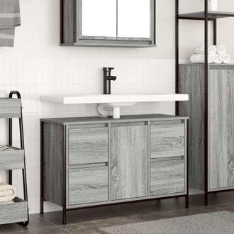 vidaXL Basin Cabinet with Drawers Grey Sonoma 90x34.5x60 cm Vidaxl