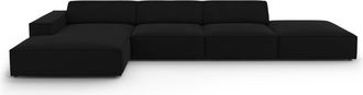 MICADONI Sofá esquinero izquierdo 5 plazas de terciopelo negro