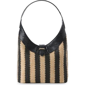 Brahmin Gwynne Croc Embossed Leather Shoulder Bag in Black at Nordstrom