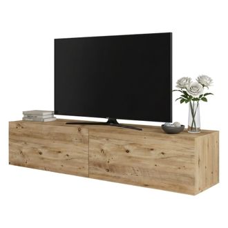 Dmora Dmora - Mueble De Televisi&oacute;n Dabubaka, Aparador De Sal&oacute;n, Mueble Bajo Para Tv, Base De Pared Equipada, 140x32h29 Cm, Roble
