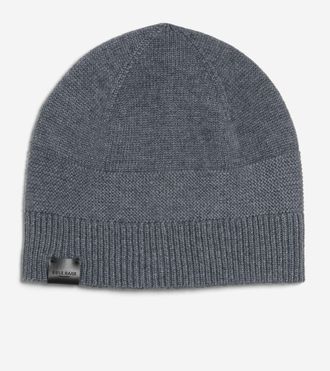 Cole Haan Mens Textured Midweight Beanie - Grey