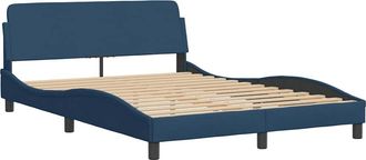 vidaXL Estructura De Cama Con Cabecero Dover Tela Azul 140x190cm Vidaxl