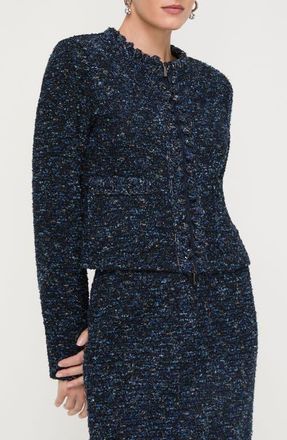 Lafayette 148 New York Cosmos Crochet Trim Boucl&eacute; Tweed Jacket in Ink Multi at Nordstrom, Size 12