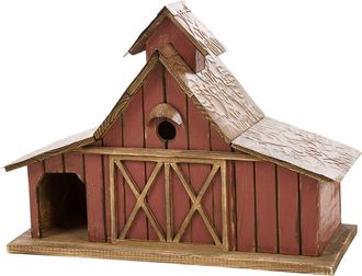 Glitzhome 20.75L Extra-Large Rustic Wood Barn Birdhouse in Red at Nordstrom