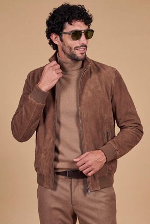D'Arienzo Giubbotto bomber imbottito in camoscio color fango tono su tono DArienzo, Seleziona Taglia 50, Colore Fango