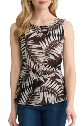 Jones New York Side Pleat Scoop Neck Tank in Fudge Multi at Nordstrom, Size X-Large P