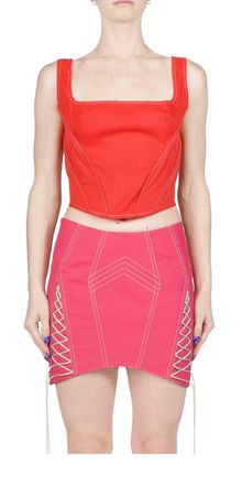 PriscaVera Sleeveless Corset Top In Chili