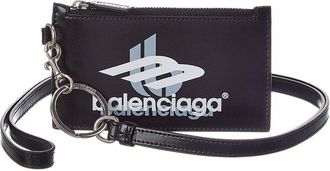 Balenciaga Cash Leather Card Case On Keyring