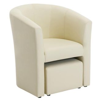 Vente-Unique Poltrona cabriolet e pouf in Similpelle Beige - JOVANA