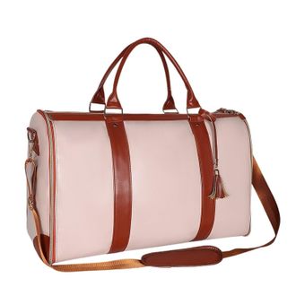 Generic Compatible For Foldable Travel Suit Bag Leather Men Women Handheld Large Capacity Duffel Convenient Womens Business(Beige)