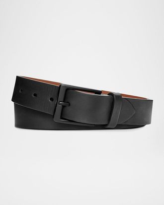 Shinola Men & apos;s Lightning Bolt Keeper Leather Belt, Black