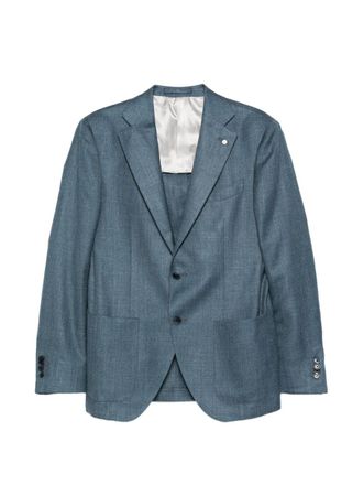 Lubiam Blue Wool Silk Linen Jacket