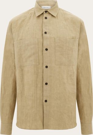 Ferragamo Men Pure linen shirt Beige