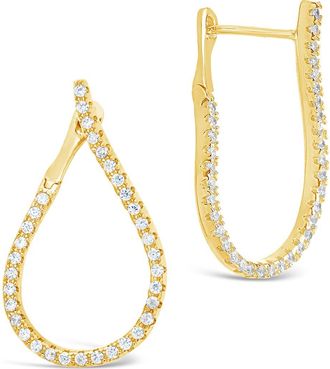 Sterling Forever 14K Gold Plated Brass CZ Studded Drop Earrings at Nordstrom Rack