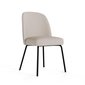 Koketto Home Silla tapizada beige con grueso asiento y espalda curvada