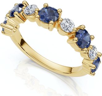 Pompeii3 1Ct Sylvia Blue Sapphire & Diamond Wedding Ring Gold Lab Grown